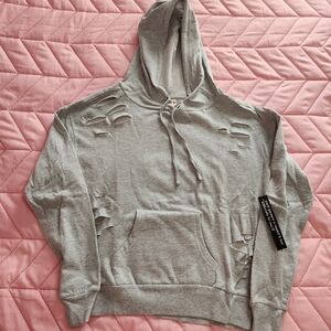 NWT - Urban Rebel - Ripped Sweatshirt Hoodie - Light Grey - Long Sleeve